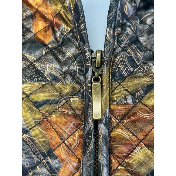 Chico's Womens 1/M-8 Fall Color Paisley Quilled Vest Full Zipper Preppy/Office - Picture 5 of 7